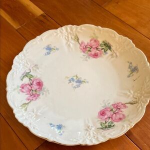 Vintage White and Pink Floral Dinnerware Plate